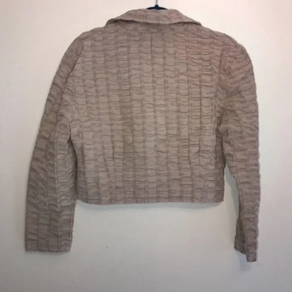 Painted Pony Vintage Beige/Tan Texture Cropped Cotton Jacket Small
